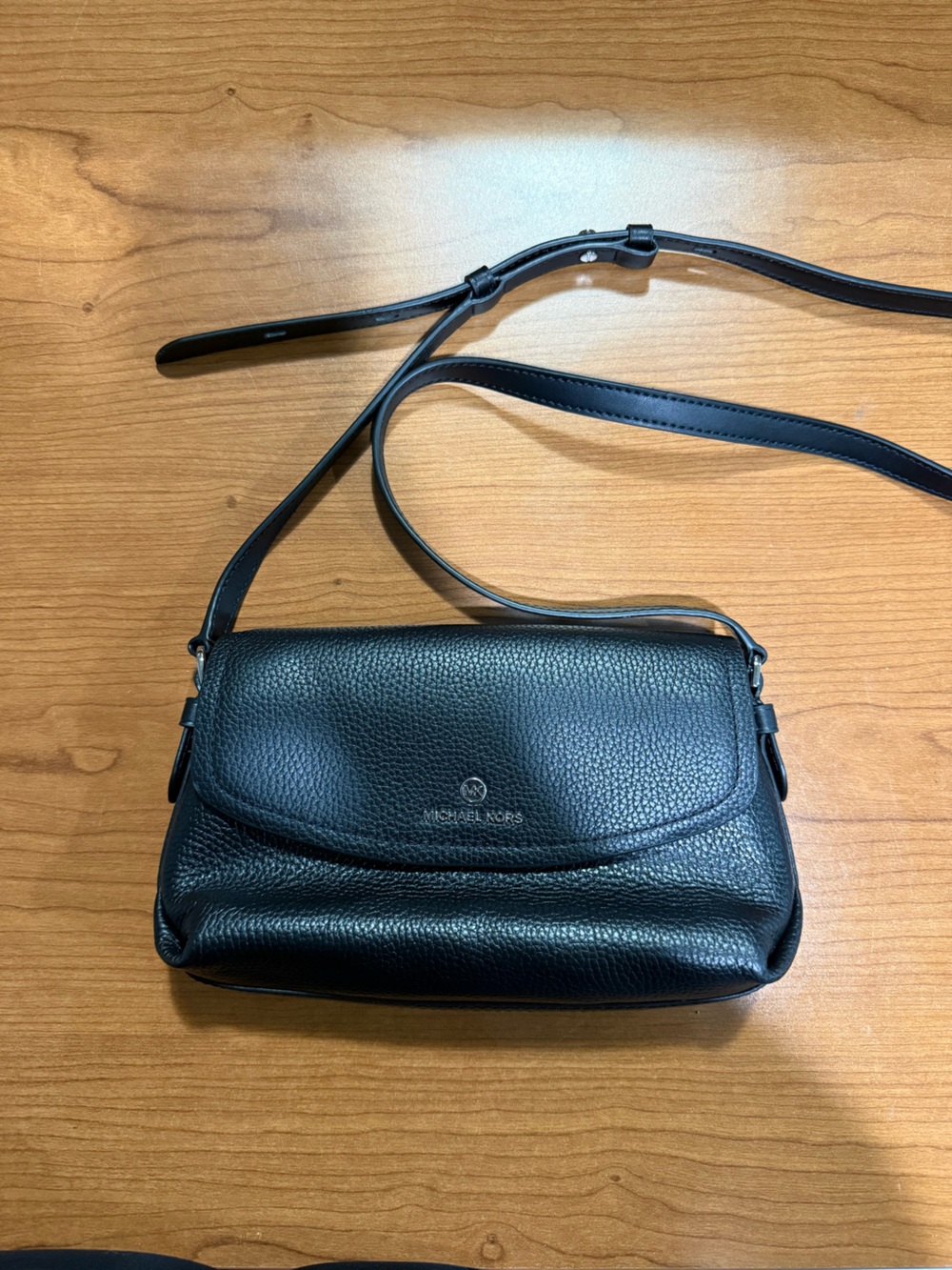 Michael Kors Black Pebbled Leather Crossbody Satchel
